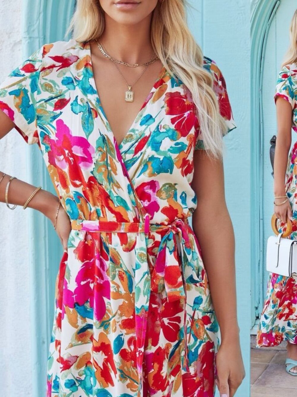 Vici colorful wrap maxi dress women's M